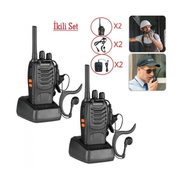 Baofeng BF-88E Lisanssız PMR El Telsizi (2'li Set) – Kulaklık Hediyeli