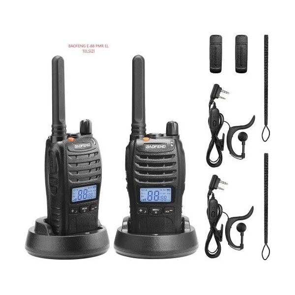 BAOFENG E-88 Ekranlı PMR El telsizi (kulaklık Hediyeli)
