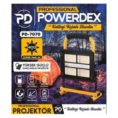 Powerdex PD-7070 Pro Güneş Enerjili Yüksek Güçlü Projektör