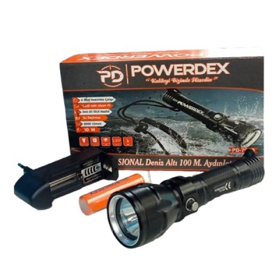 Powerdex PD-7900 Şarjlı Su Altı Dalış El Feneri 10W 2000 Lümen