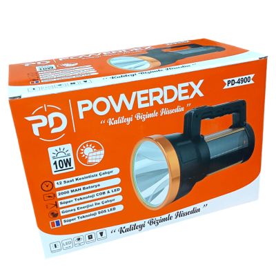 Powerdex PD-4900 10W Profesyonel Güneş Enerjili El Feneri