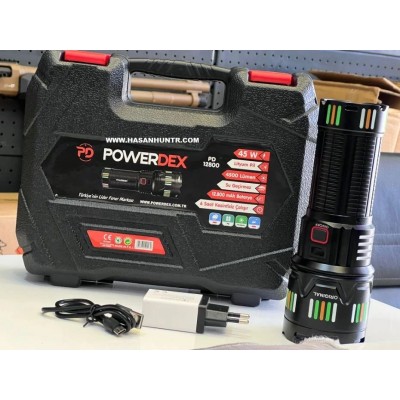 Powerdex Pd-12800 45 Watt 4500 Lümen Zoomlu Profesyonel Avcı El Feneri