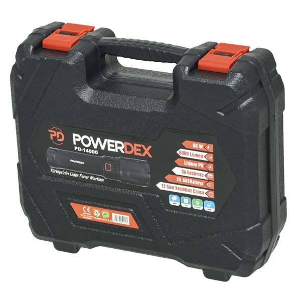 PD-14000 POWERDEX 60W Su Geçrmez Şarjlı Profesyonel Fener