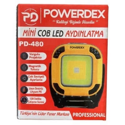 Powerdex PD-480 Şarjlı Mini COB LED Manyetik Aydınlatma
