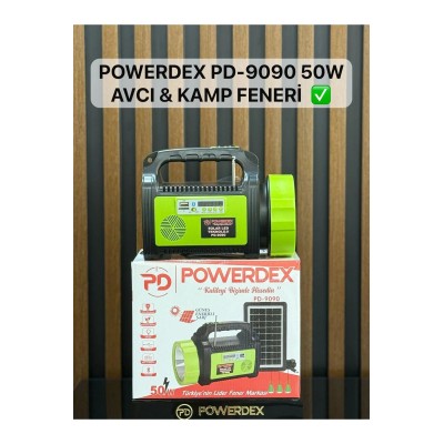 PD-9090 POWERDEX 50W Radyolu 3 Ampüllü Solar Şarjlı Projektör Set