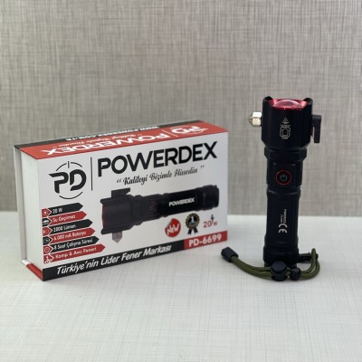 Powerdex PD-6699 20 Watt 2000 Lümen Profesyonel Çakarlı El Feneri