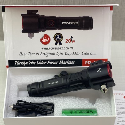 Powerdex PD-6699 20 Watt 2000 Lümen Profesyonel Çakarlı El Feneri