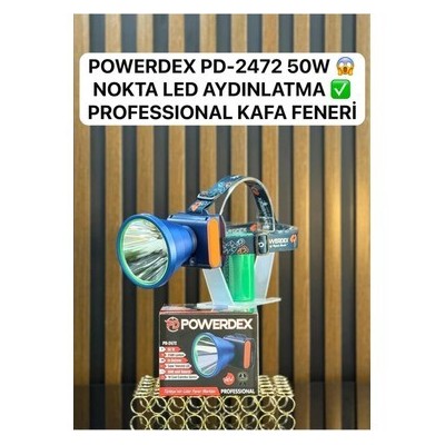 Powerdex Pd 2472 50W Şarjlı Kafa Lambası | 2500 Lümen Nokta LED