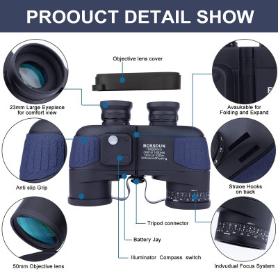 APEXEL 10X50 Deniz Dürbün Uzaklık Ölçer Pusula Avcılık Tekne Gezisi Kuş Gözlemciliği Azot Yüzen Su Geçirmez