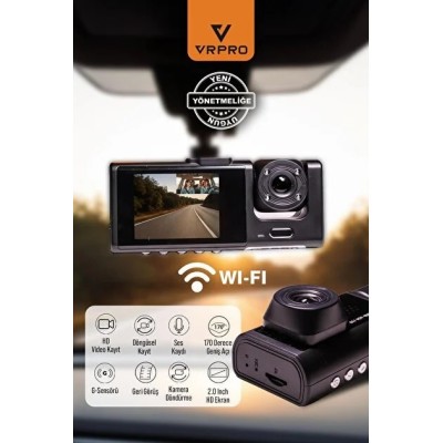 3 Kameralı Wifi'li Araç Kayıt Kamerası Vr-10 | Geniş Görüş – Gece Görüş – Otopark Modu