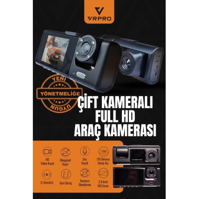 3 Kameralı Wifi'li Araç Kayıt Kamerası Vr-10 | Geniş Görüş – Gece Görüş – Otopark Modu