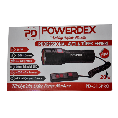 Powerdex PD-515 PRO Profesyonel Tüfek Avcı Feneri 20 Watt