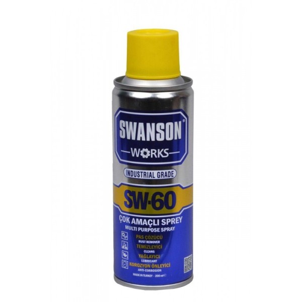 Swanson SW-60 Works Pas Sökücü Yağlayıcı Korozyon Önleyici Koruyucu Çok Amaçlı Multi Sprey 200 ML