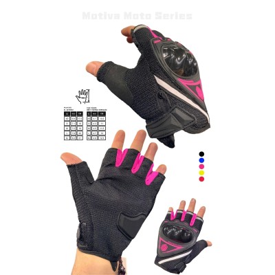 Motiva Works Pembe Kısa Yarım Parmak Kadın EN13594 CE Sertifikalı Motosiklet Eldiveni MW120P