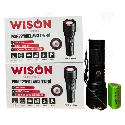 Wison WS-5510 4000 Lümen 50 Wat Profesyonel Zoomlu Type-C Şarjlı El Feneri