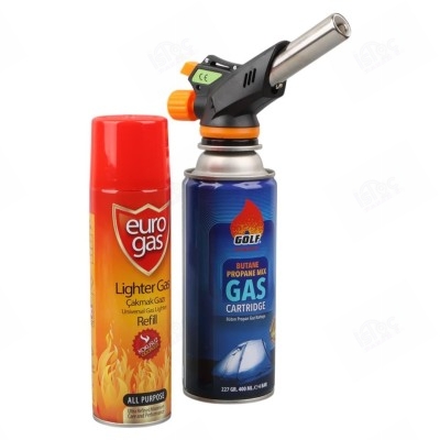 Mahzen Profesyonel 3'lü Pürmüz Başlığı Seti (Butan Propan Gaz Kartuşu 400ML Çakmak + Çakmak Gazı 270ML)